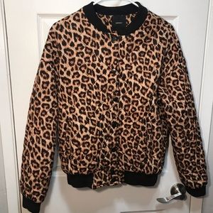 Leopard Quilted Bomber Forever 21 Jacket Sz M